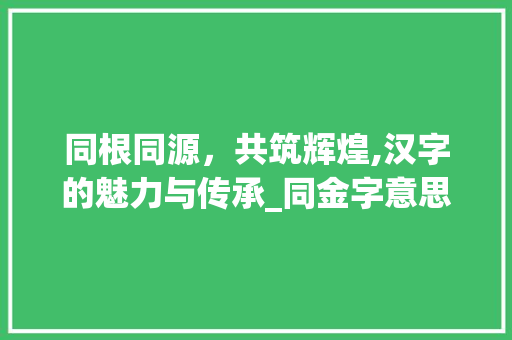 同根同源，共筑辉煌,汉字的魅力与传承_同金字意思一样的字