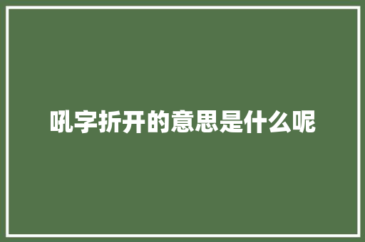 吼字折开的意思是什么呢 特写稿