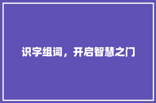 识字组词，开启智慧之门