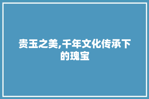 贵玉之美,千年文化传承下的瑰宝