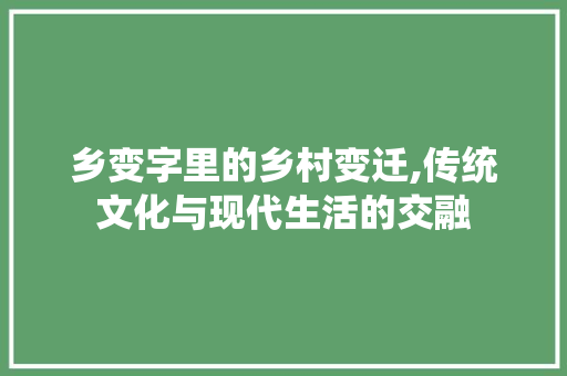 乡变字里的乡村变迁,传统文化与现代生活的交融