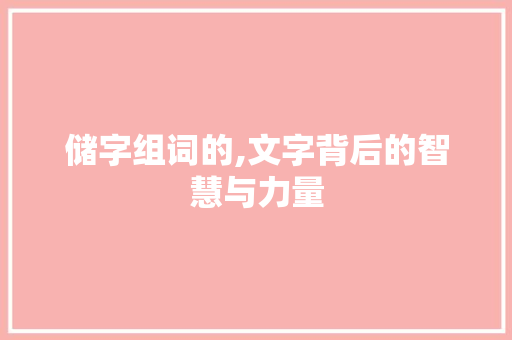 储字组词的,文字背后的智慧与力量