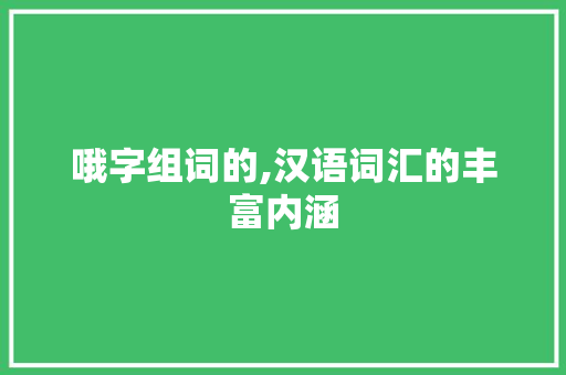哦字组词的,汉语词汇的丰富内涵