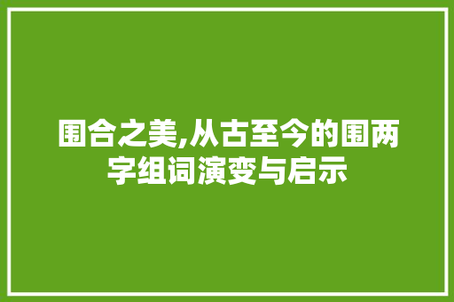 围合之美,从古至今的围两字组词演变与启示
