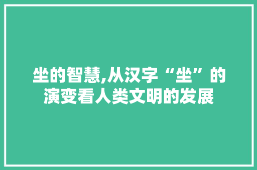 坐的智慧,从汉字“坐”的演变看人类文明的发展