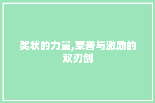 奖状的力量,荣誉与激励的双刃剑
