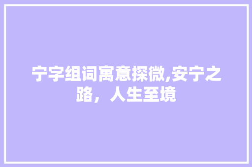 宁字组词寓意探微,安宁之路，人生至境