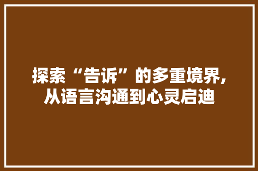 探索“告诉”的多重境界,从语言沟通到心灵启迪