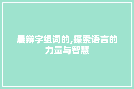 晨辩字组词的,探索语言的力量与智慧