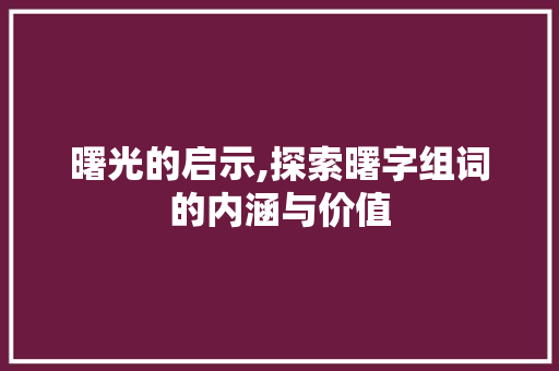 曙光的启示,探索曙字组词的内涵与价值