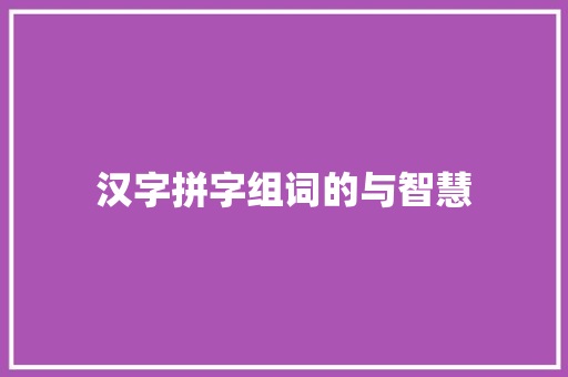 汉字拼字组词的与智慧