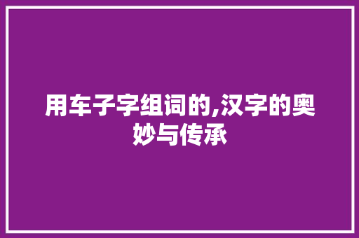 用车子字组词的,汉字的奥妙与传承