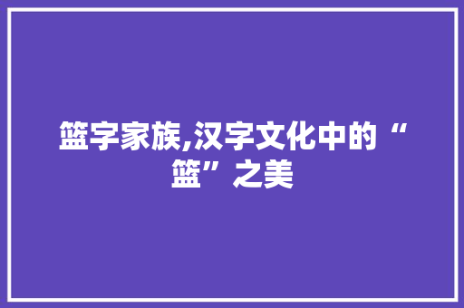 篮字家族,汉字文化中的“篮”之美