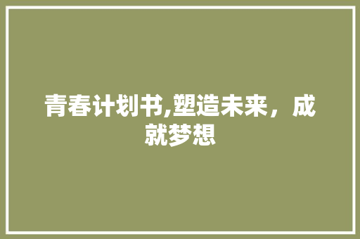 青春计划书,塑造未来，成就梦想