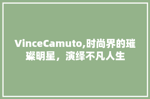 VinceCamuto,时尚界的璀璨明星，演绎不凡人生