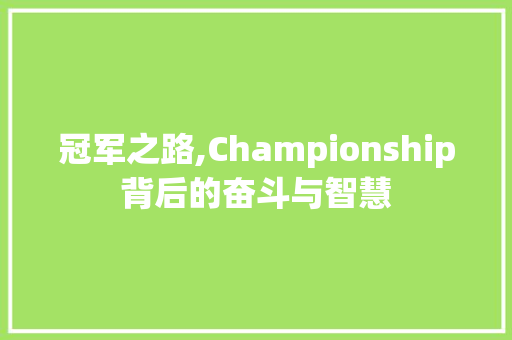 冠军之路,Championship背后的奋斗与智慧 工作报告