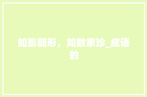 如影随形，如数家珍_成语的