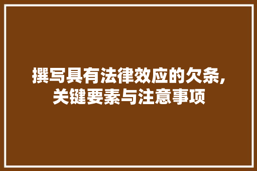 撰写具有法律效应的欠条,关键要素与注意事项