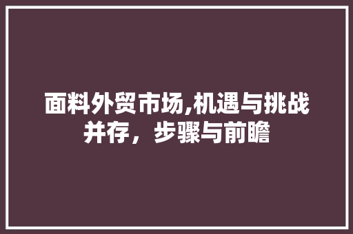 面料外贸市场,机遇与挑战并存，步骤与前瞻