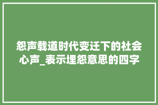 怨声载道时代变迁下的社会心声_表示埋怨意思的四字词语