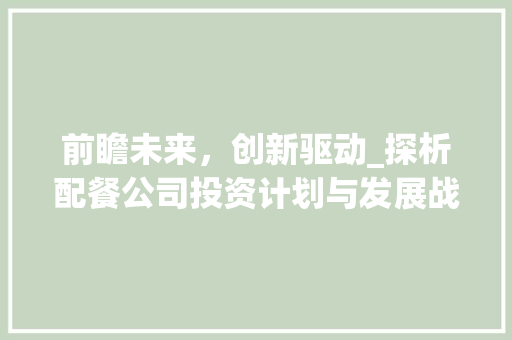 前瞻未来，创新驱动_探析配餐公司投资计划与发展战略