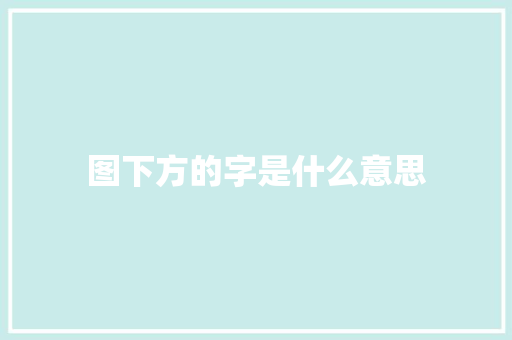 图下方的字是什么意思