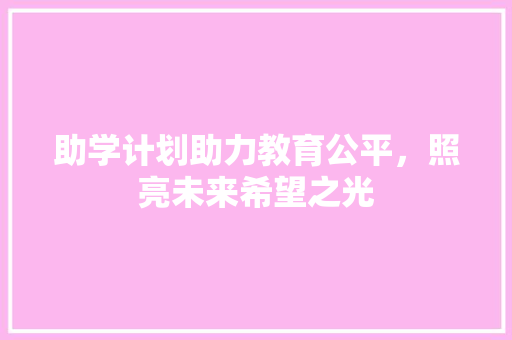 助学计划助力教育公平，照亮未来希望之光