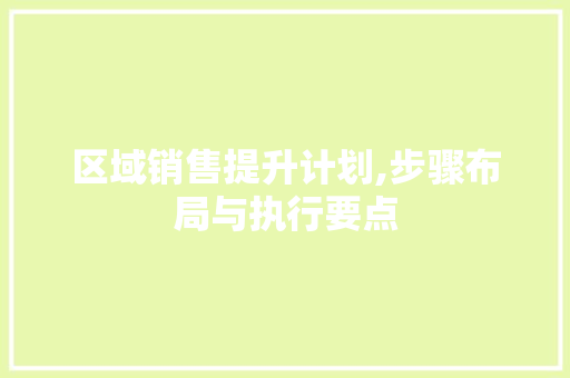 区域销售提升计划,步骤布局与执行要点