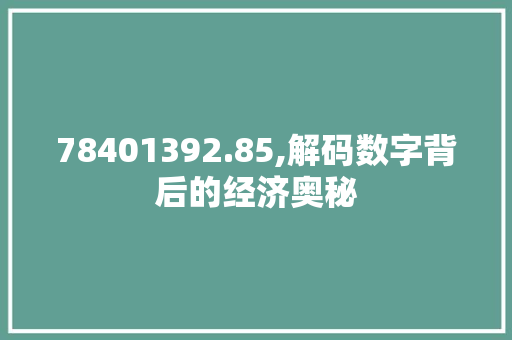 78401392.85,解码数字背后的经济奥秘