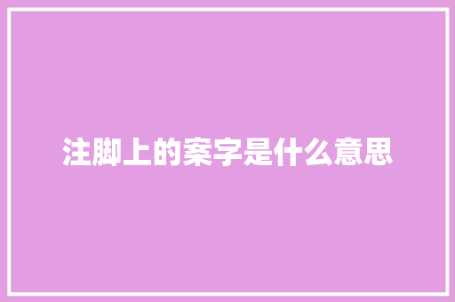 注脚上的案字是什么意思
