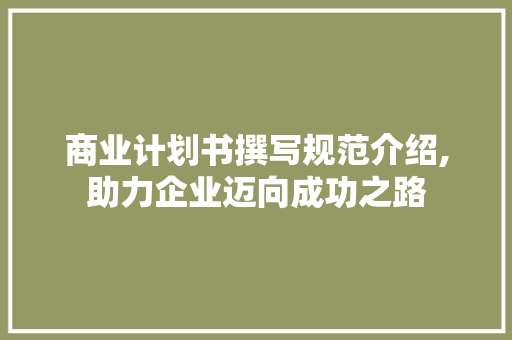 商业计划书撰写规范介绍,助力企业迈向成功之路