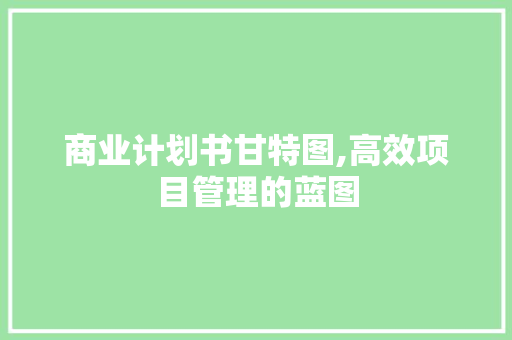 商业计划书甘特图,高效项目管理的蓝图