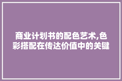 商业计划书的配色艺术,色彩搭配在传达价值中的关键作用