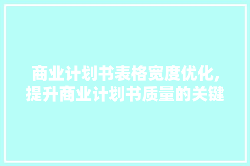 商业计划书表格宽度优化,提升商业计划书质量的关键步骤