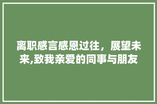 离职感言感恩过往，展望未来,致我亲爱的同事与朋友们_离职感言5万字的意思是