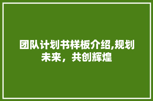 团队计划书样板介绍,规划未来，共创辉煌 工作类