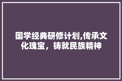 国学经典研修计划,传承文化瑰宝，铸就民族精神