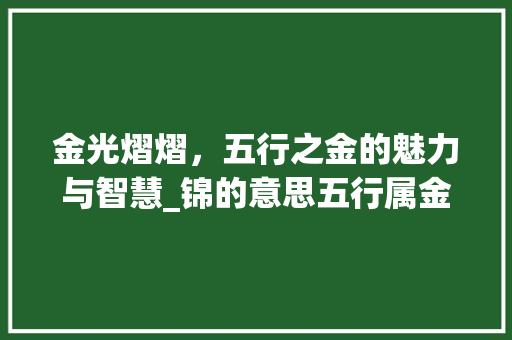 金光熠熠，五行之金的魅力与智慧_锦的意思五行属金的字