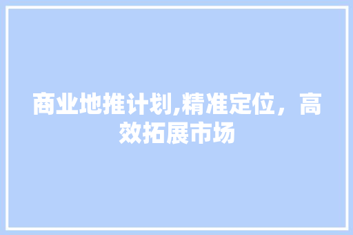商业地推计划,精准定位，高效拓展市场