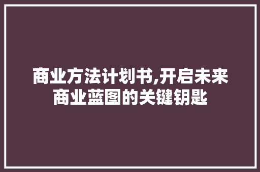 商业方法计划书,开启未来商业蓝图的关键钥匙 生活感悟
