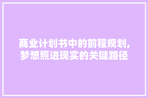 商业计划书中的前程规划,梦想照进现实的关键路径