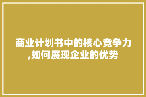 商业计划书中的核心竞争力,如何展现企业的优势 生活类