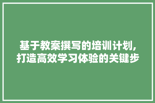 基于教案撰写的培训计划,打造高效学习体验的关键步骤