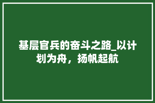 基层官兵的奋斗之路_以计划为舟，扬帆起航