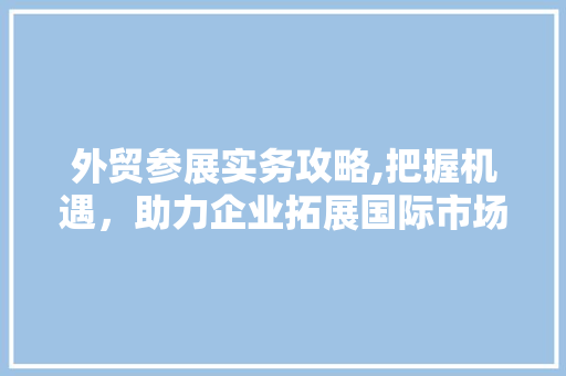 外贸参展实务攻略,把握机遇，助力企业拓展国际市场