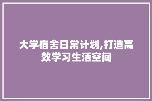 大学宿舍日常计划,打造高效学习生活空间
