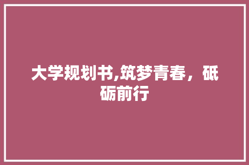 大学规划书,筑梦青春，砥砺前行 特写稿