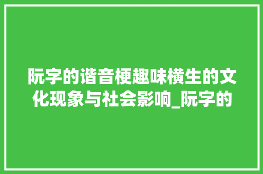 阮字的谐音梗趣味横生的文化现象与社会影响_阮字的谐音梗是什么意思