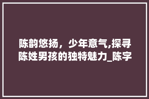陈韵悠扬，少年意气,探寻陈姓男孩的独特魅力_陈字取有意思的网名男孩