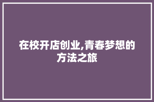 在校开店创业,青春梦想的方法之旅